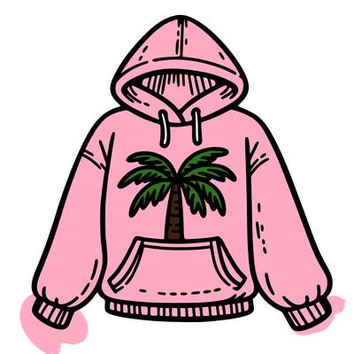 pink palm puff hoddie