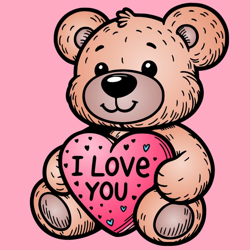 teddy bear holding an i love you heart