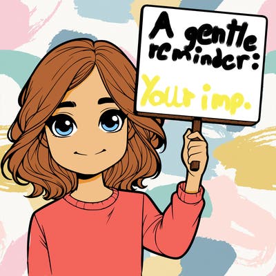 realistic girl holding up a sign