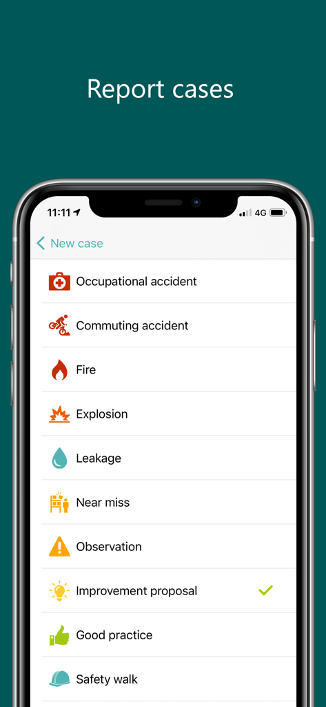 Gurufield - Gurufield mobile app interface for reporting safety incidents and site inspections