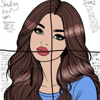 realistic girl with hair on her hair and lips