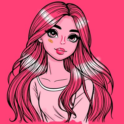 realistic girl with long hair