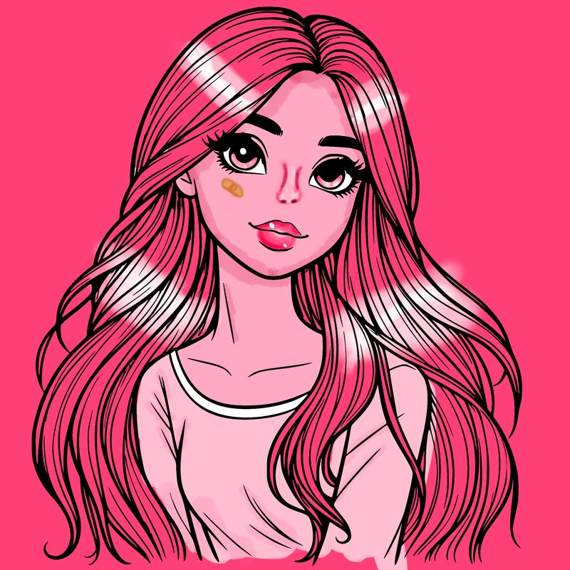 realistic girl with long hair