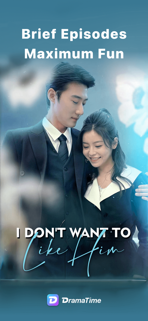 A romantic scene from a short drama on the DramaTime app featuring a man and woman embracing