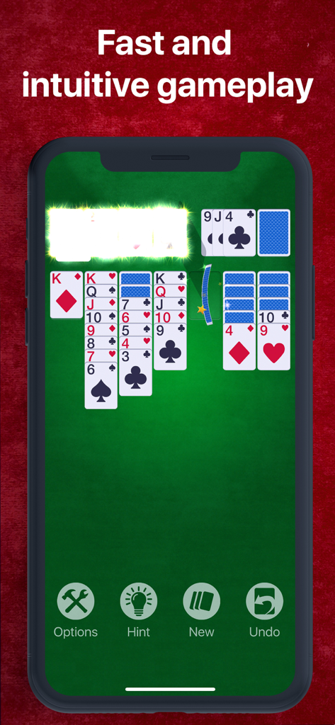 Mobile gameplay of Super Solitaire featuring large cards and intuitive interface.