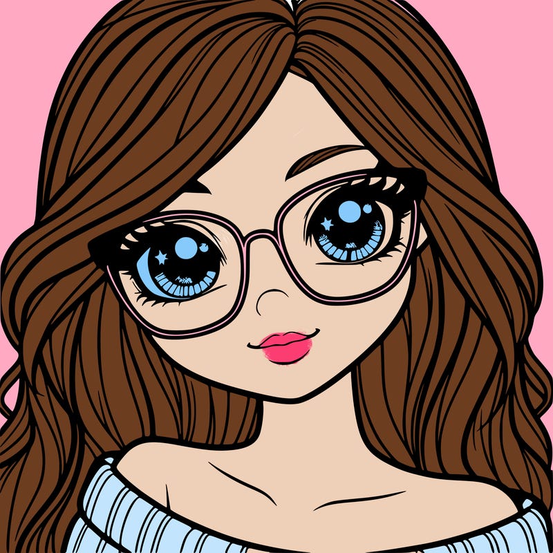 girl with beautiful eyes, hair, and glasses