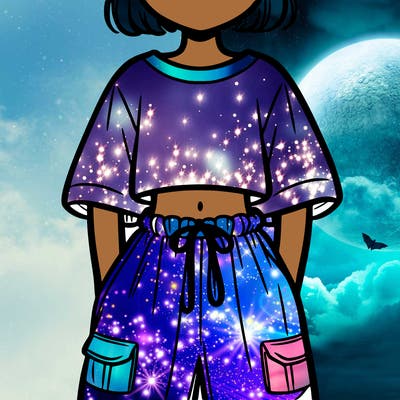 a girl with crop shirt on with the baggy pants on