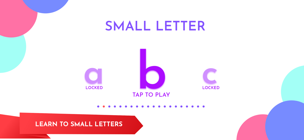 Slate Tracing Alphabets Number - Menú para aprender letras minúsculas mostrando las letras a, b y c en la aplicación Slate Tracing