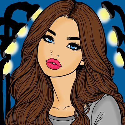 realistic girl with hair on her hair and lips