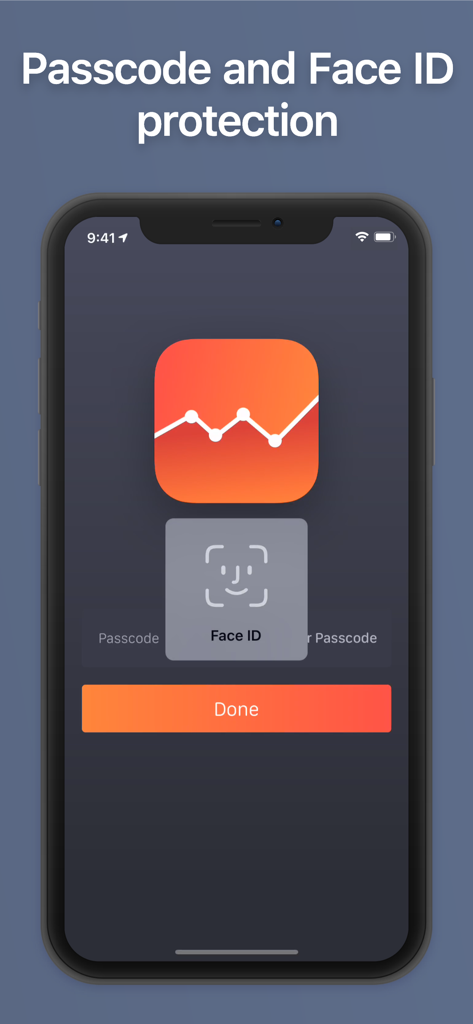 Passcode and Face ID security protection on Net Worth by BalanceViewer app screen.