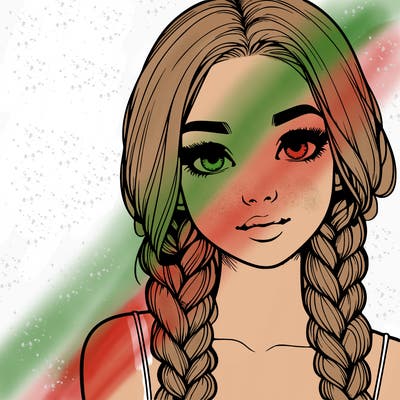 realistic girl with braids