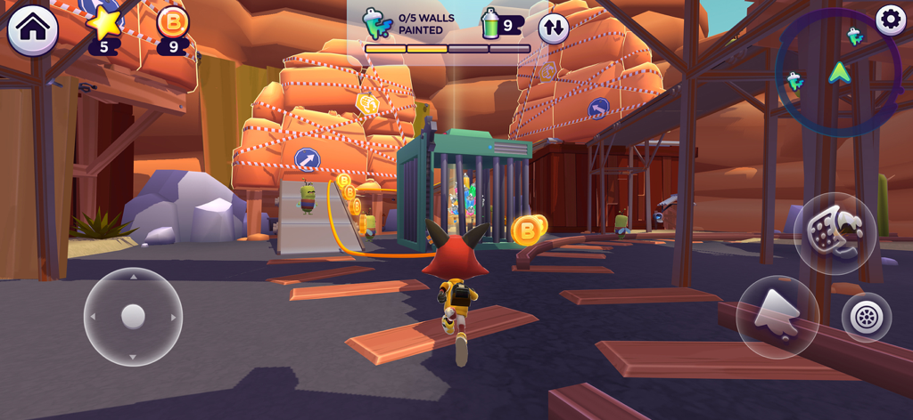 Word Tag: Lingo learning game - A character running in a 3D canyon environment within the Word Tag vocabulary learning game