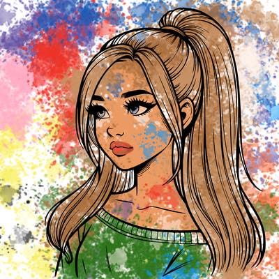 realistic girl with a high ponytail