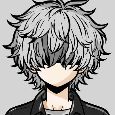 manga boy fluffy hair covering his eyes