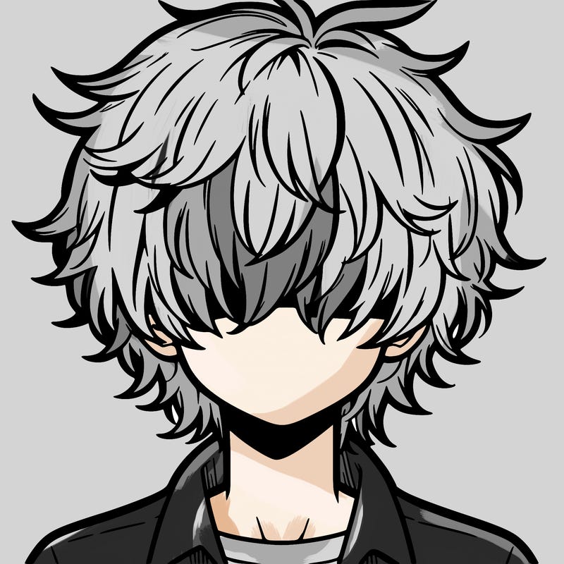 manga boy fluffy hair covering his eyes