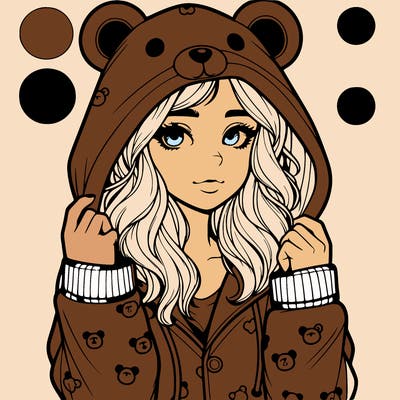 realistic girl in a animal pjs hoodie