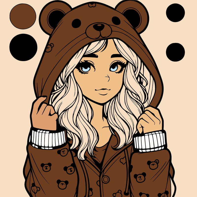 realistic girl in a animal pjs hoodie