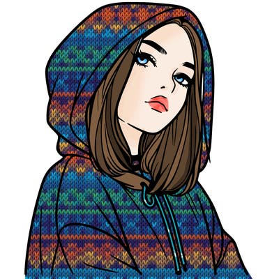a realistic girl in a hoodie