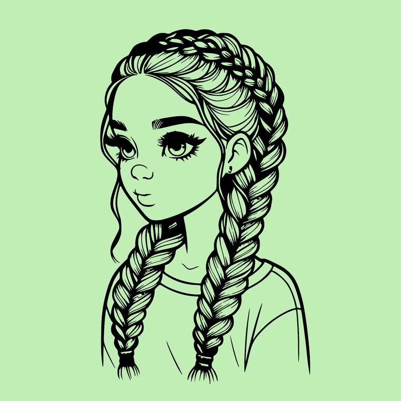 realistic girl with braids