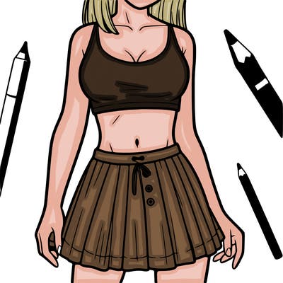 a woman wearing croptop and skirt