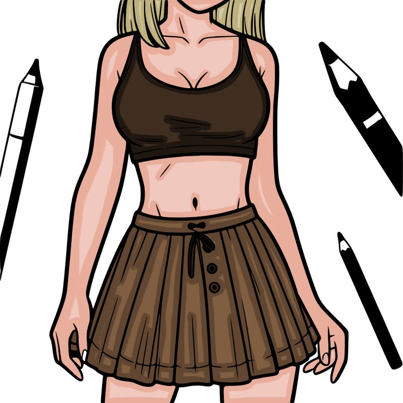 a woman wearing croptop and skirt