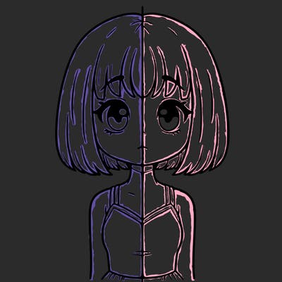 split girl with short hair
