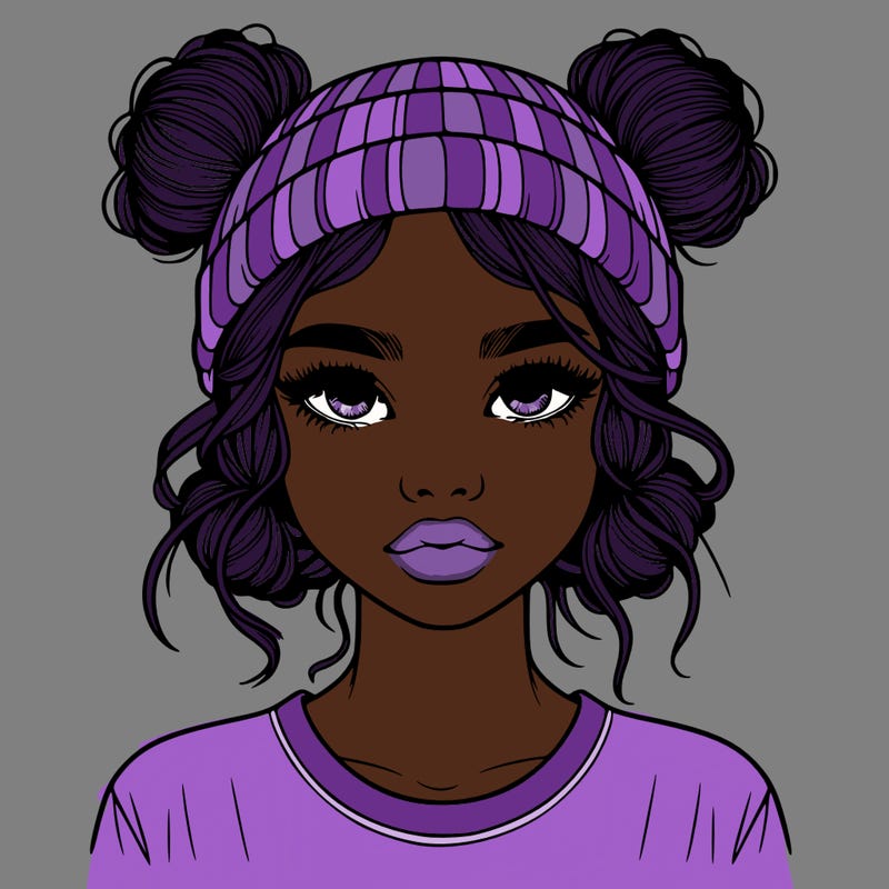 realistic girl with buns in her hair with a beanie on