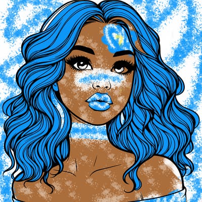 realistic girl with wavy hair and lips