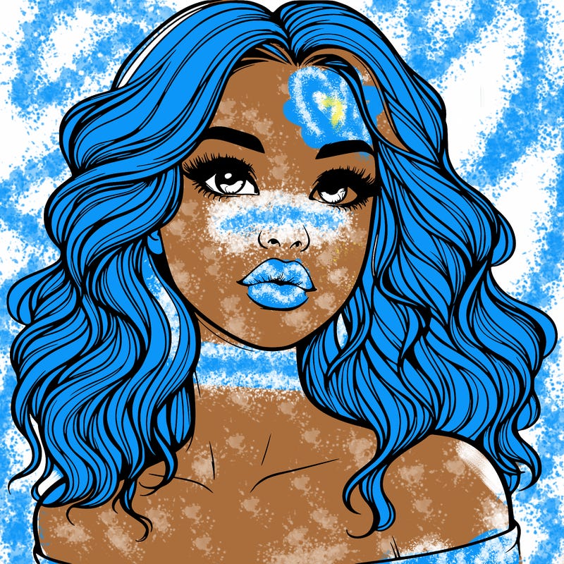 realistic girl with wavy hair and lips