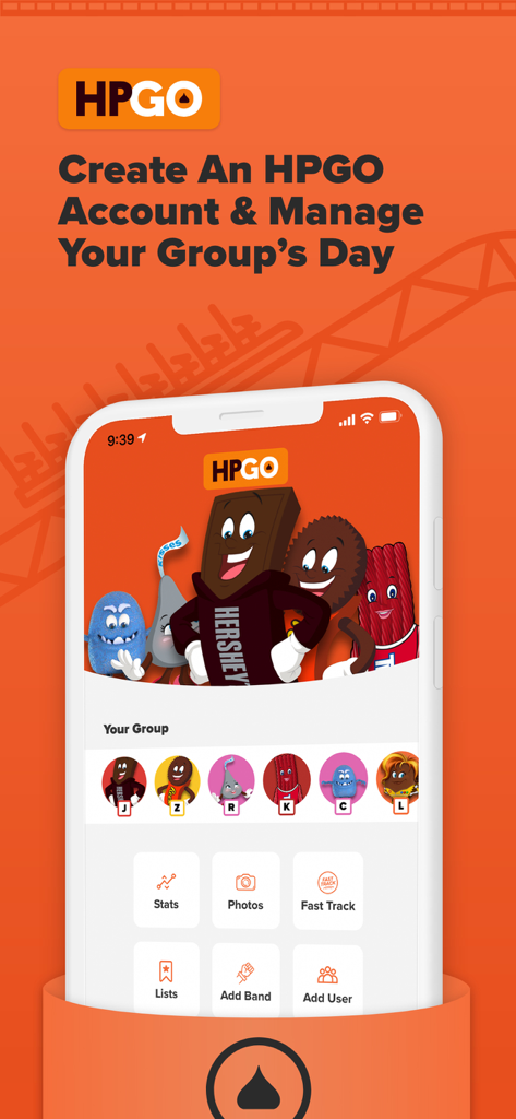Hersheypark - Official Hersheypark app HPGO interface for group management and ride statistics