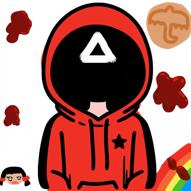 a person with non face waering a hoodie with a small star symbol on the hoodie