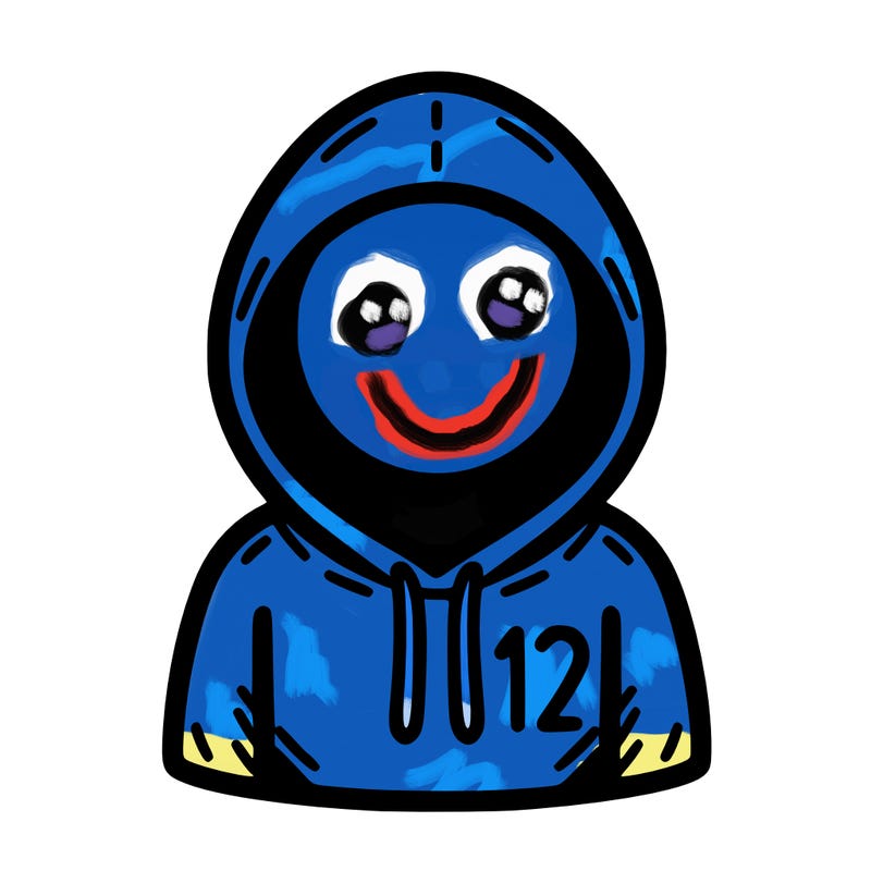 a person with non face waering a hoodie with a small 132 symbol