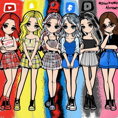 a group of girls realistic