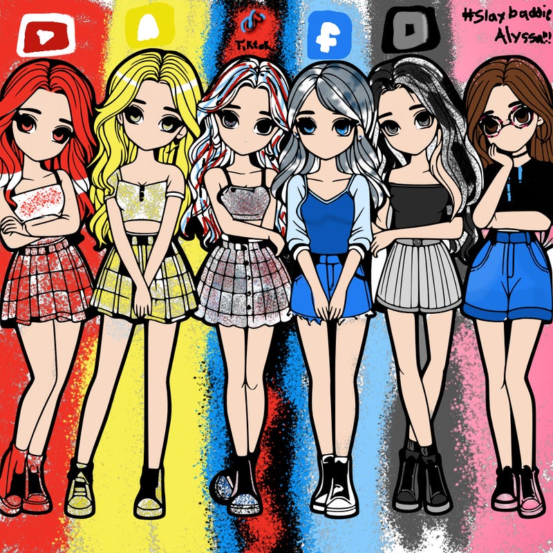 a group of girls realistic