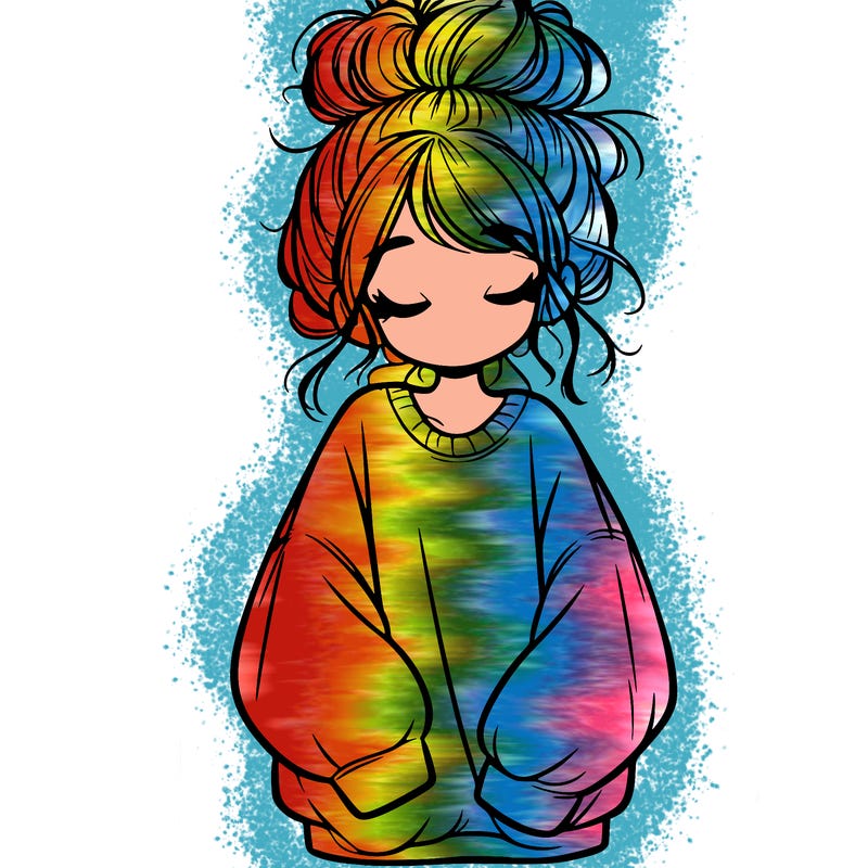 girl with baggy sweatshirt and messy bun
