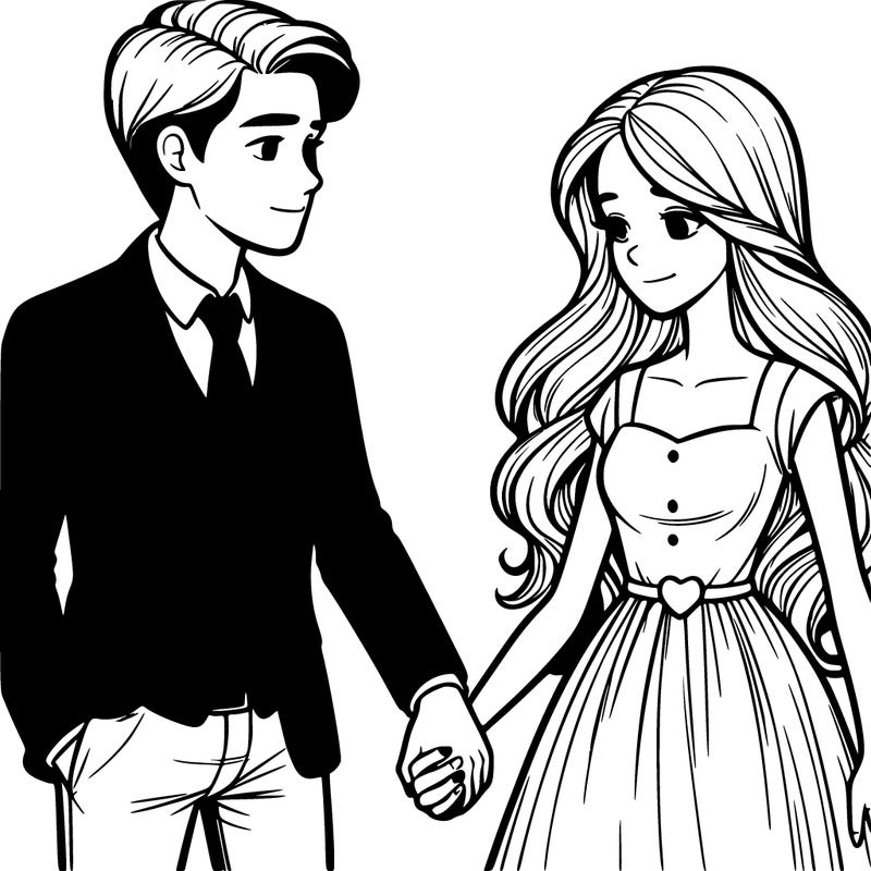 a realistic man and woman holding hands