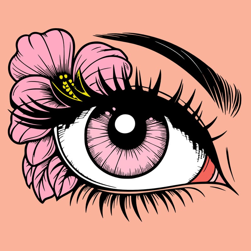 realistic eye with flower