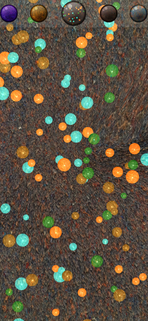 A 3D slime simulator showing colorful beads and texture options