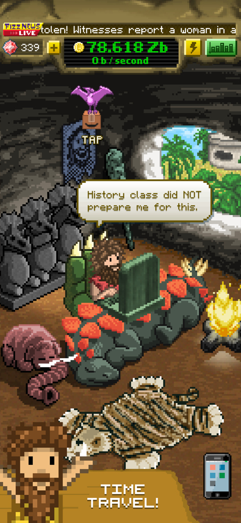 Un homme des cavernes en pixel art minant des bitcoins virtuels sur un ordinateur portable assis sur un dinosaure dans une grotte préhistorique