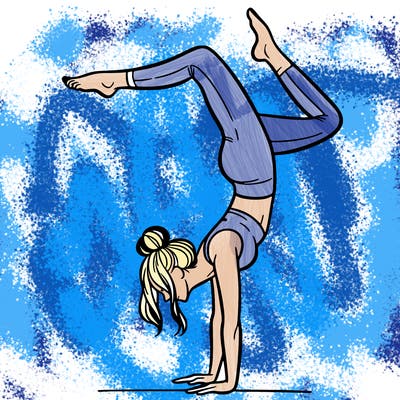 a woman doing a handstand