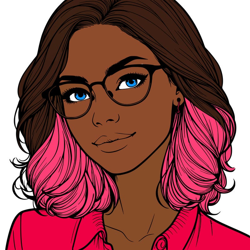 realistic woman with glasses