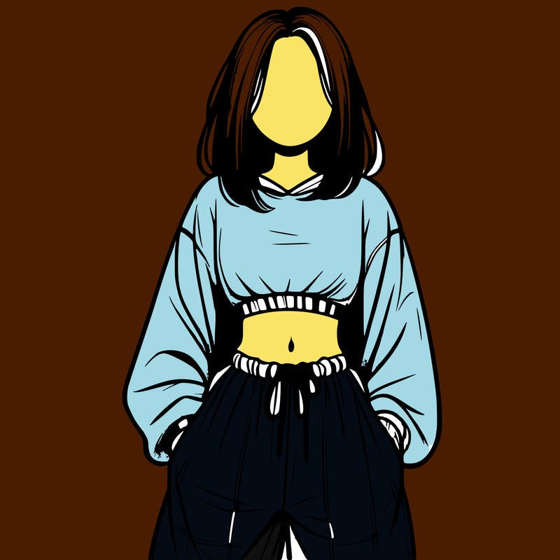 realistic girl faceless with baggy pants and a crop top