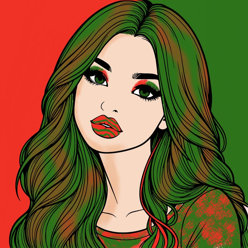realistic girl with hair on her hair and lips