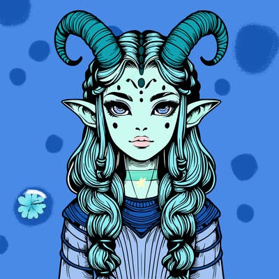 realistic alien girl with horns