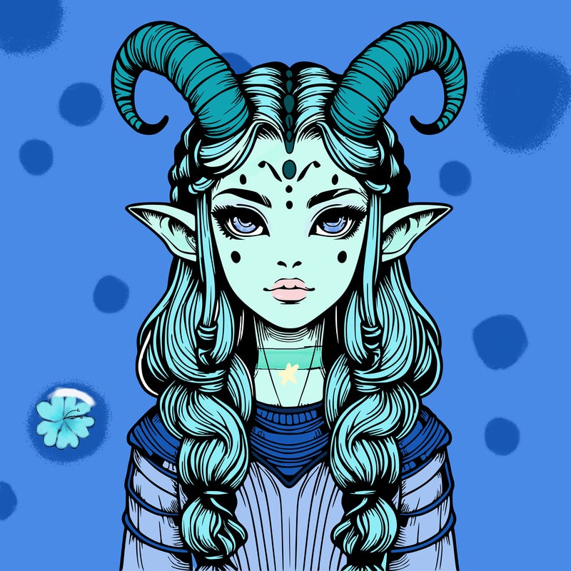 realistic alien girl with horns