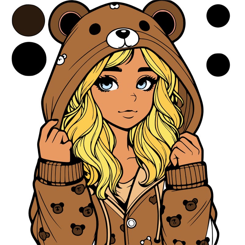 realistic girl in a animal pjs hoodie