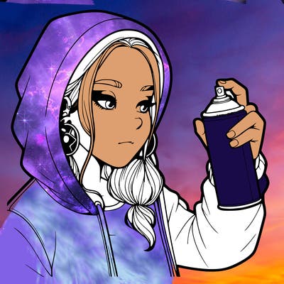 a realistic girl, spray painting