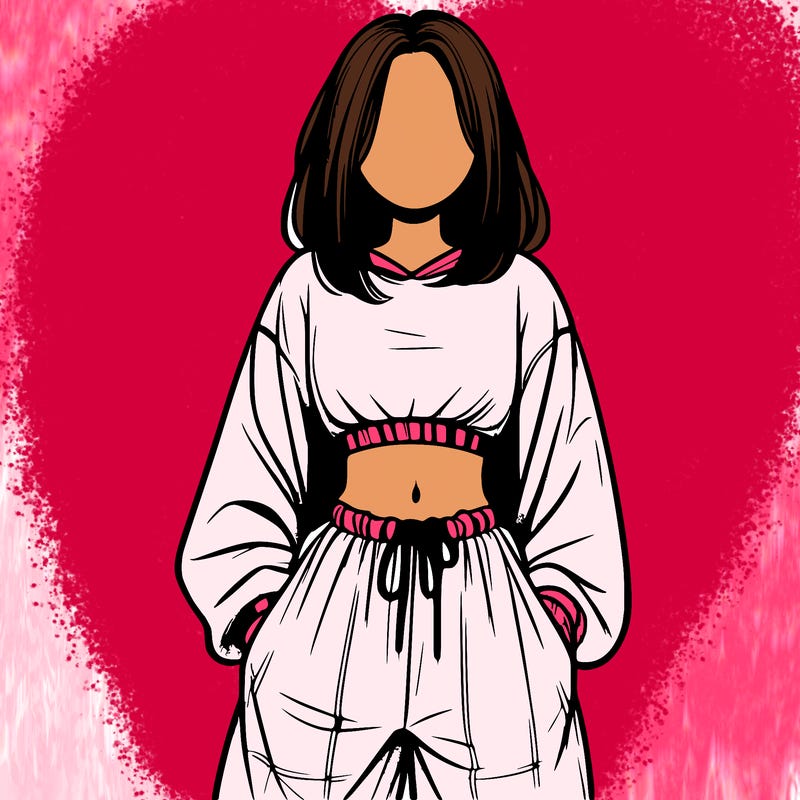 realistic girl faceless with baggy pants and a crop top