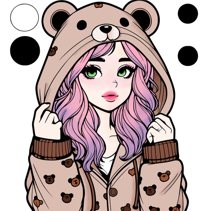 realistic girl in a animal pjs hoodie