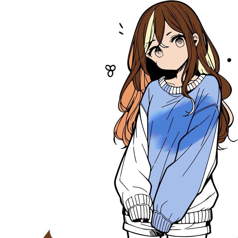 manga teen girl  in a sweater and baggy pants